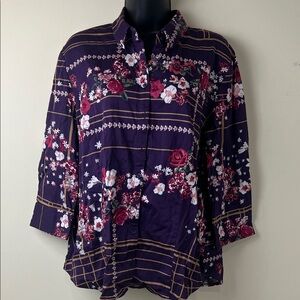 Floral Button Down Shirt in Purple